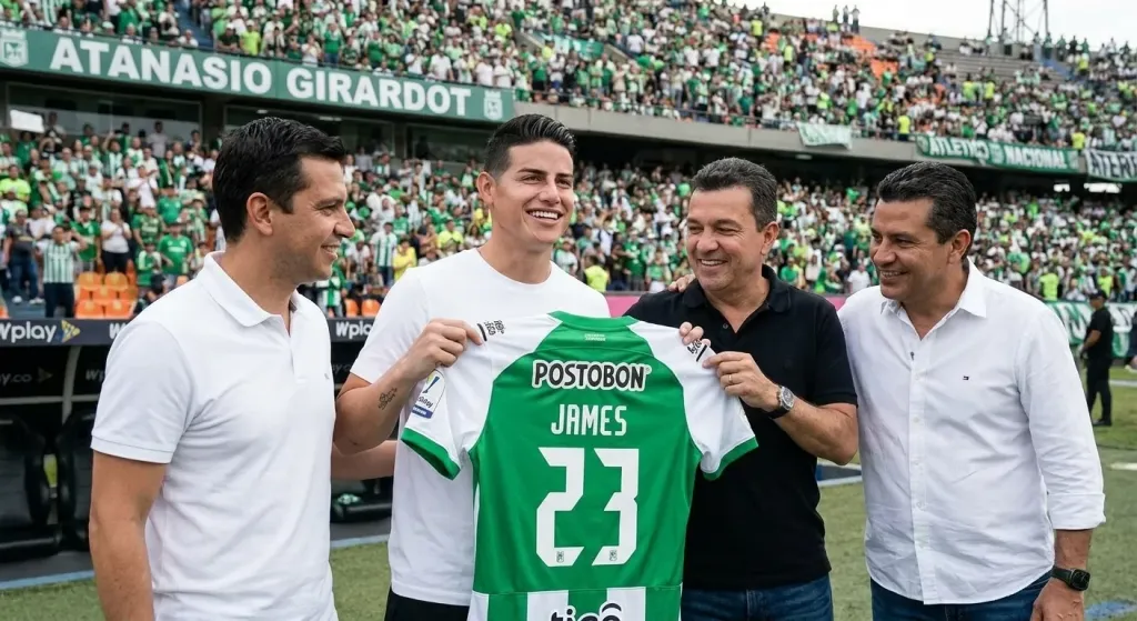James Rodríguez Dons Green and White at Atanasio Girardot, Promises Titles for Atlético Nacional