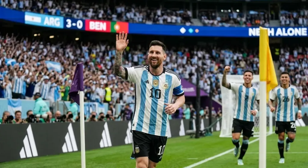 Messi se despide de la selección argentina con un gol de penal en el 3-0 ante Benín